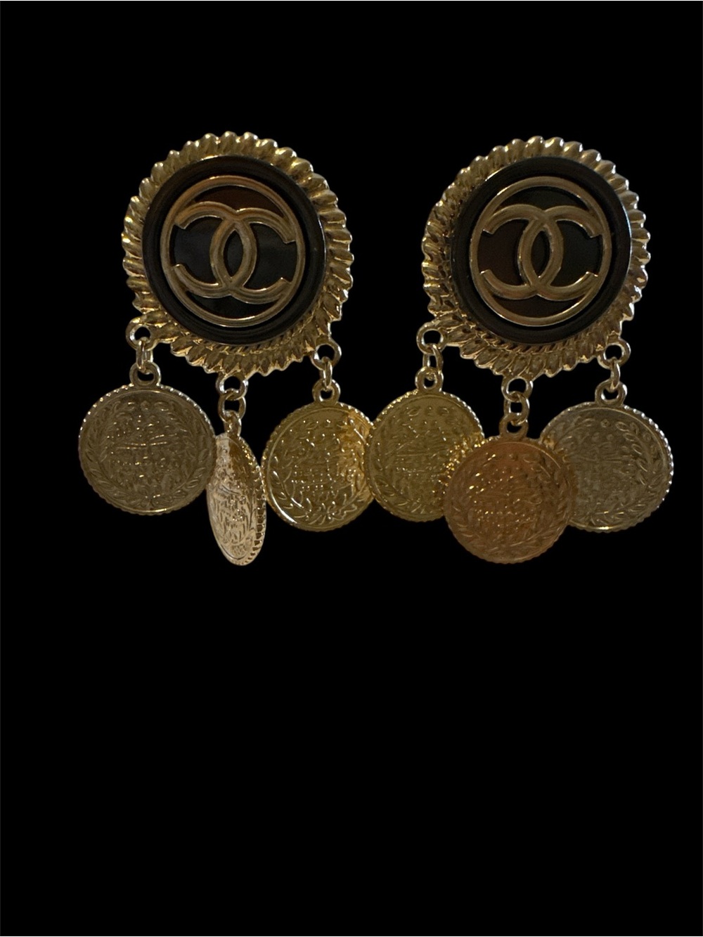 Gold Coin Drop Earrings